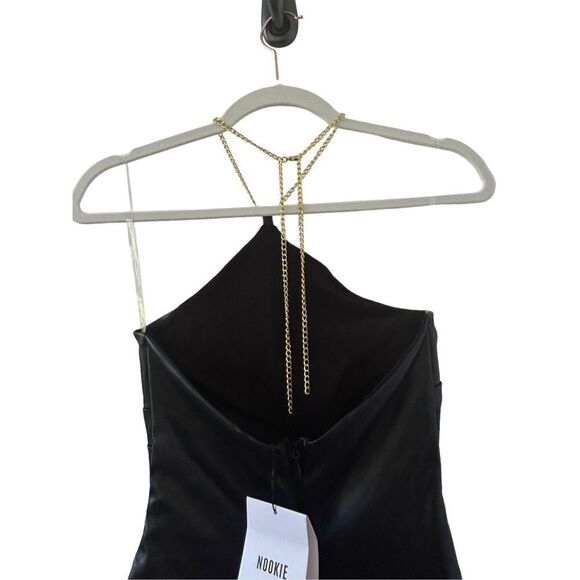 Nookie X Revolve Halter Neck Barbella Mini Dress Women's Black Matt Small NWT - Picture 7 of 12
